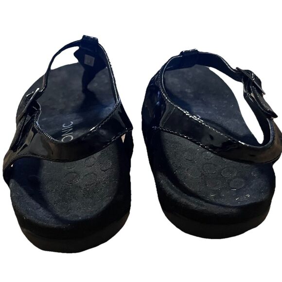 Vionic Black Patent T Strap Sandal Adjustable Strap Cushioned Womens Size 8 NWOB - Picture 3 of 11